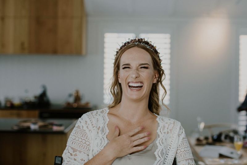 brides delighted face