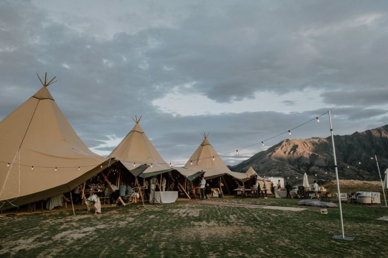 the tipi reception set up at NZ High Country Queenstown