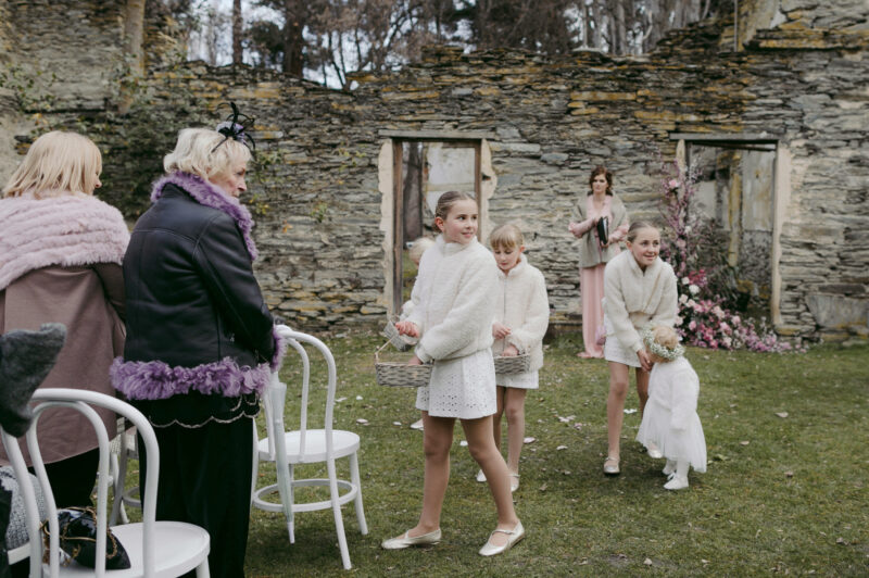 Flower girls throwing petals