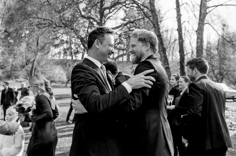 A candid moment of joy between two friends