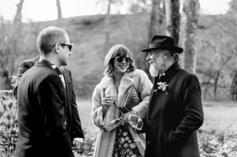 Candid of stylish guests mingling