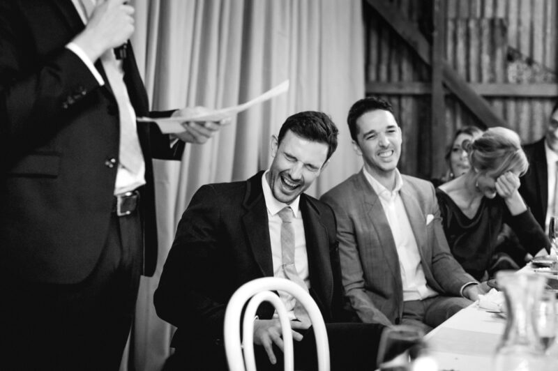 Close up of Steve laughing at speeches