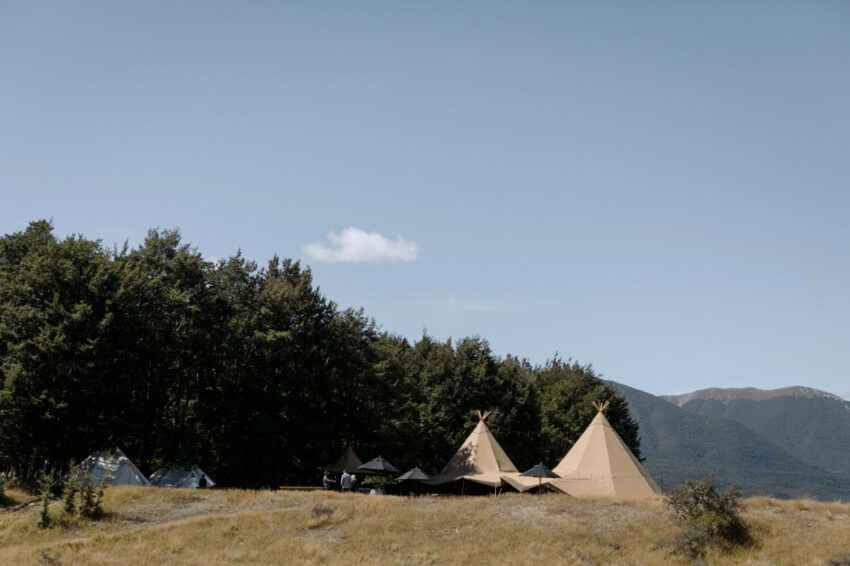 Tipis beside the forest
