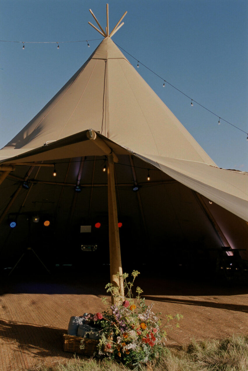 Flower display outside tipi