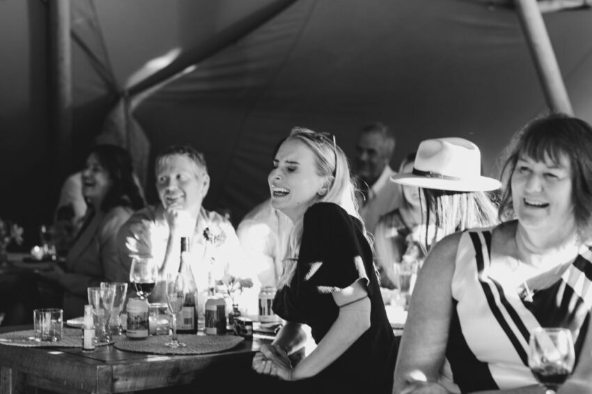 Guest laughing at speeches