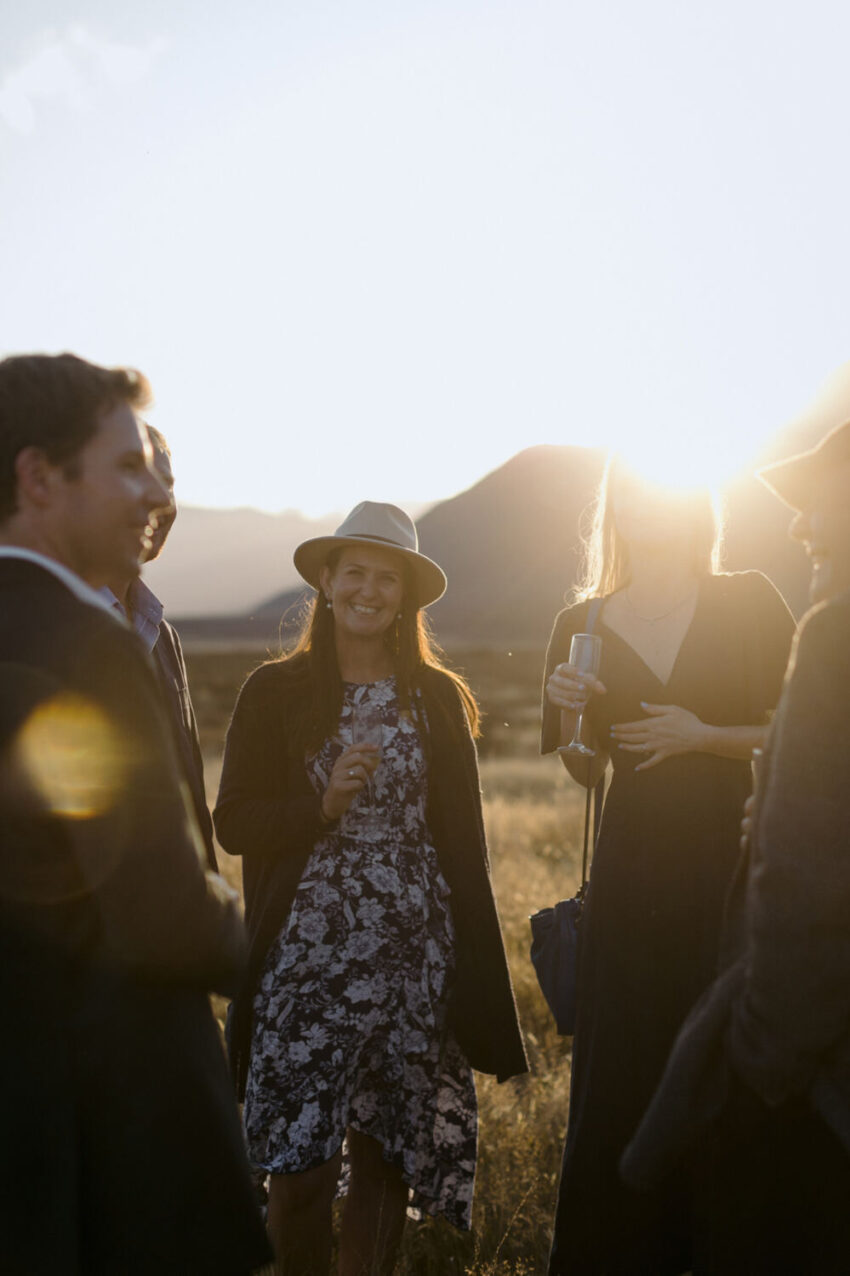 Candid of guests in golden light