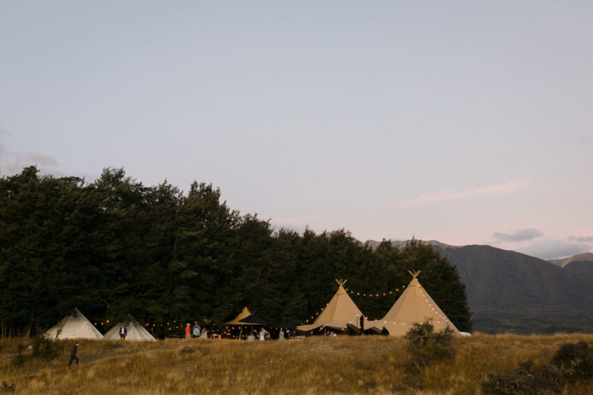 Tipis as sun fades