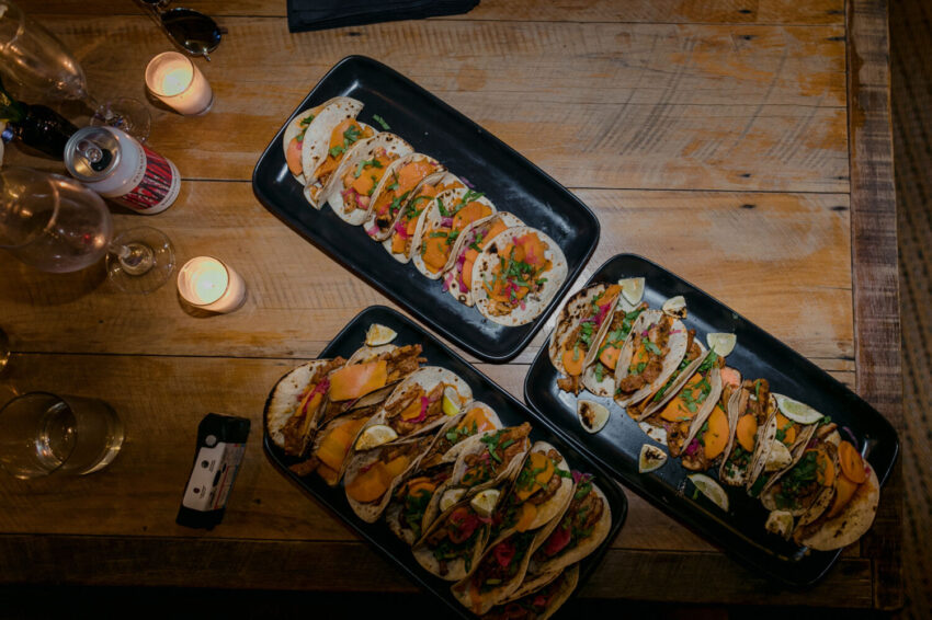 Tacos on table from above