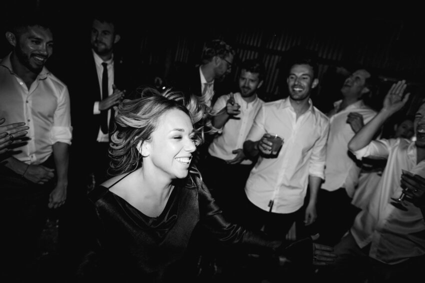 Bridesmaid and guests on the dancefloor