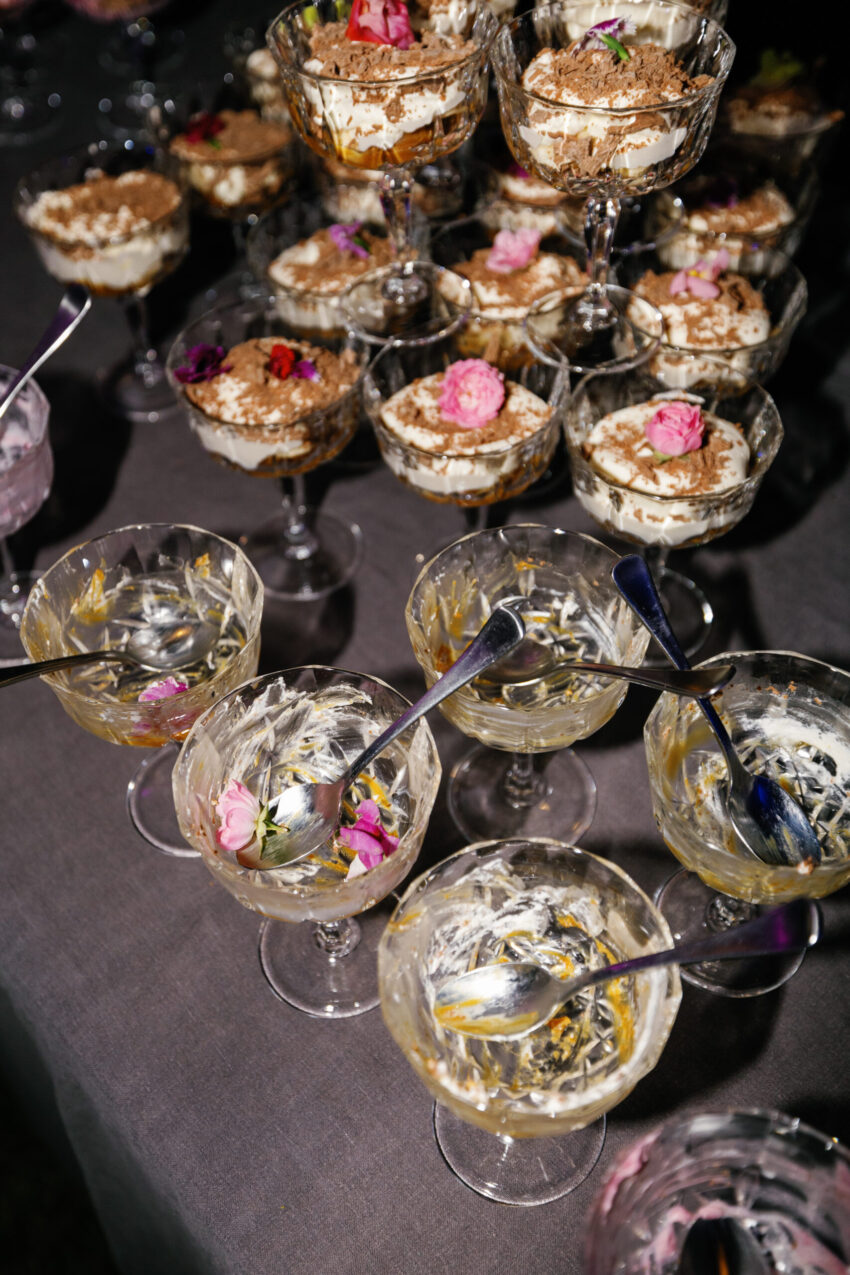 close up of the dessert after people have eaten some